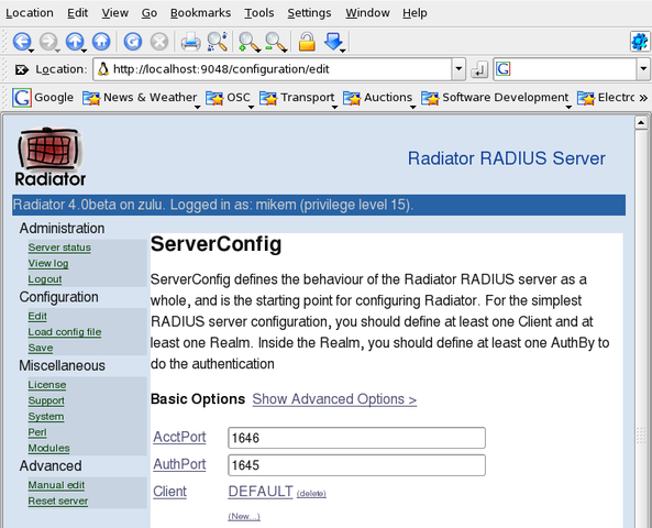 Radiator Radius Server